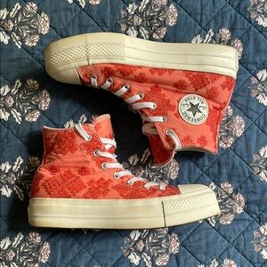 Embroidered High Top Converse, Size 9